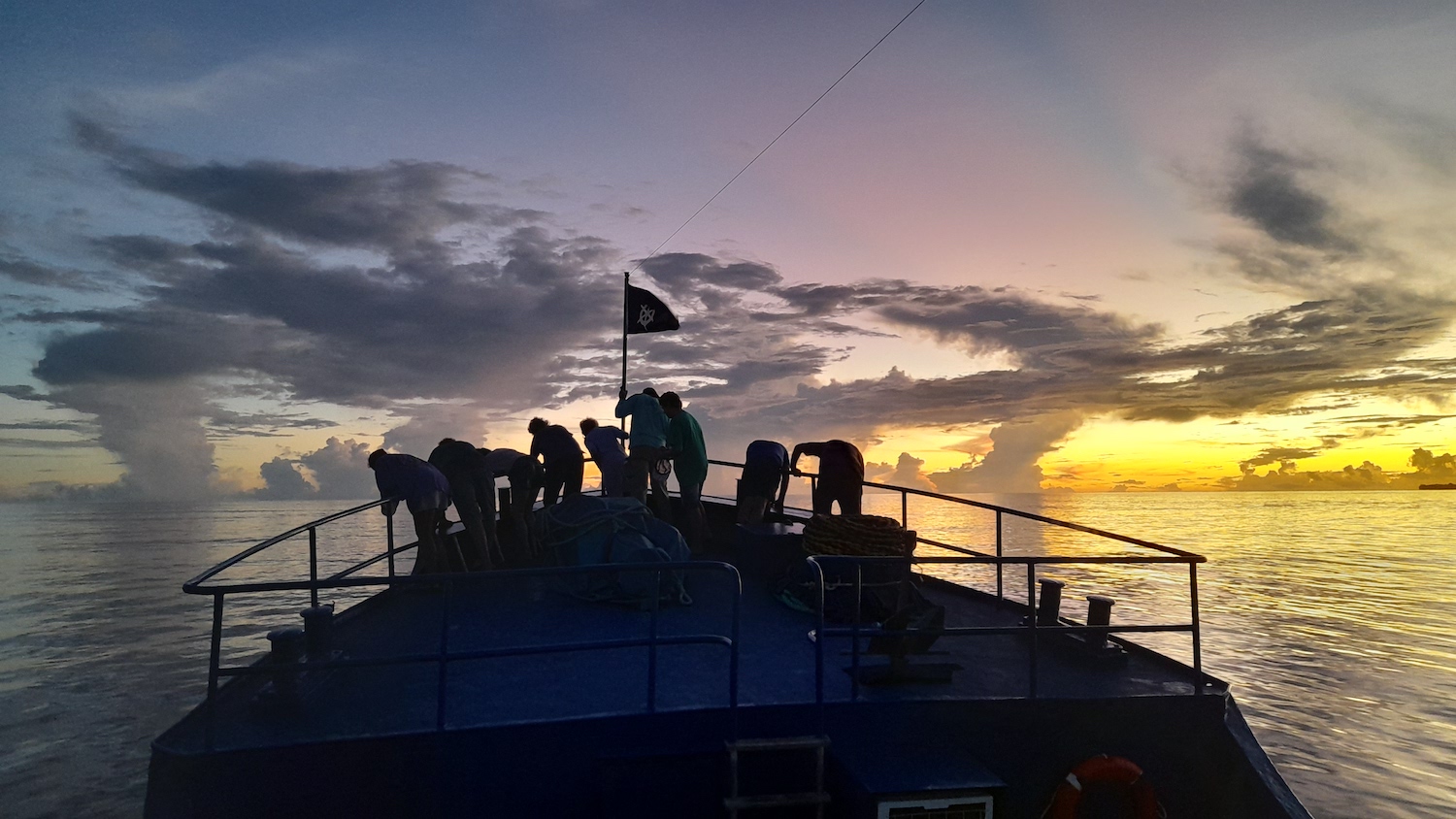 Sunset in the Solomon Islands onboard the Bilikiki