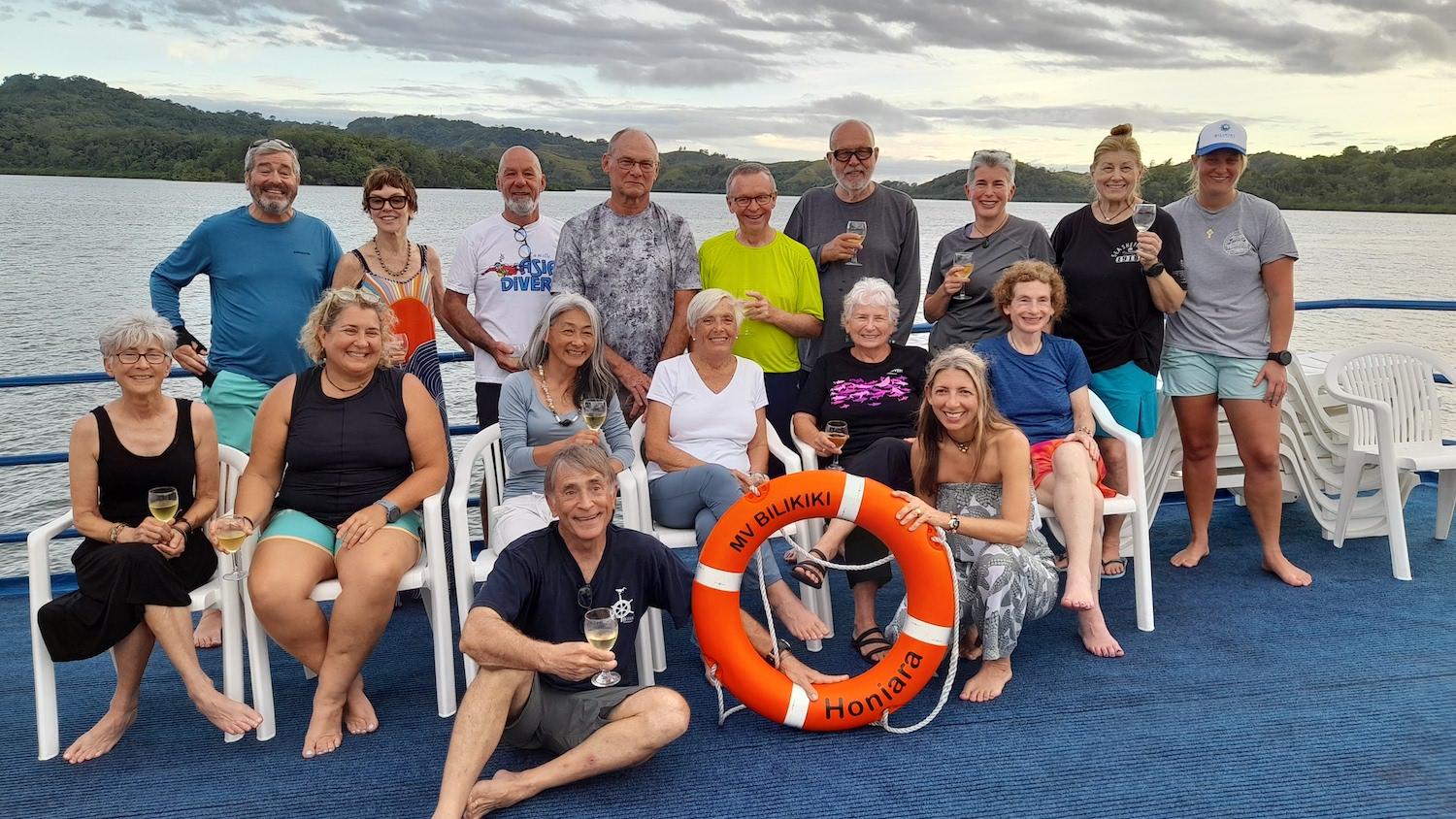 Divers onboard the Bilikiki in the Solomon Islands