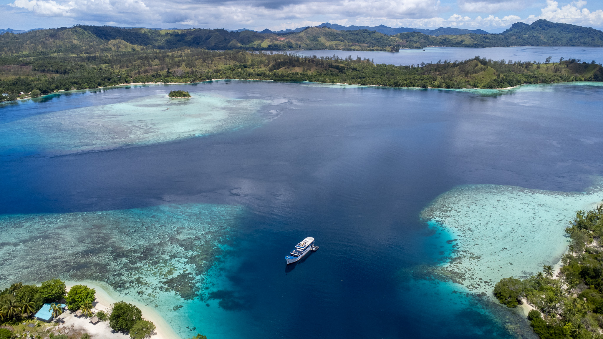 Drone shot of the Bilikiki in the Solomon Islands