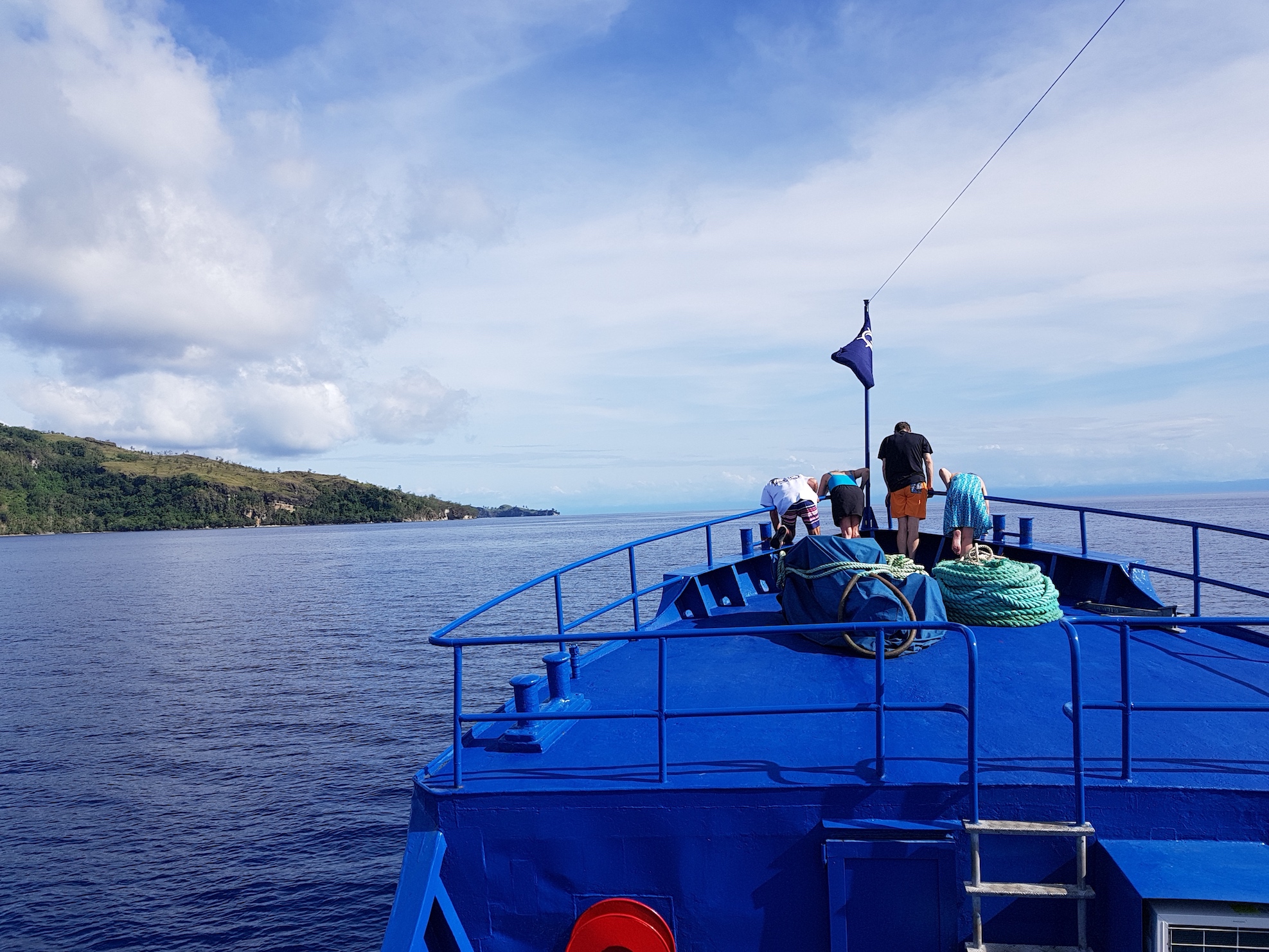 Looking for dolphins between dives, Solomon Islands.