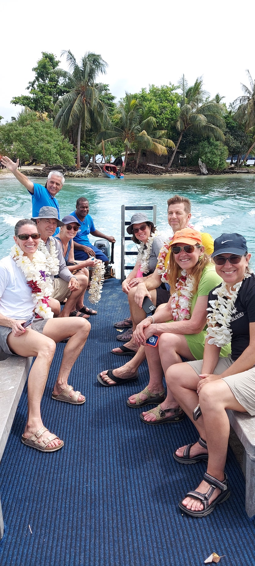 Divers leaving the island in the Solomons