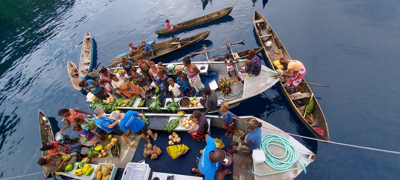 Shopping at the floating market in the Solomon Islands