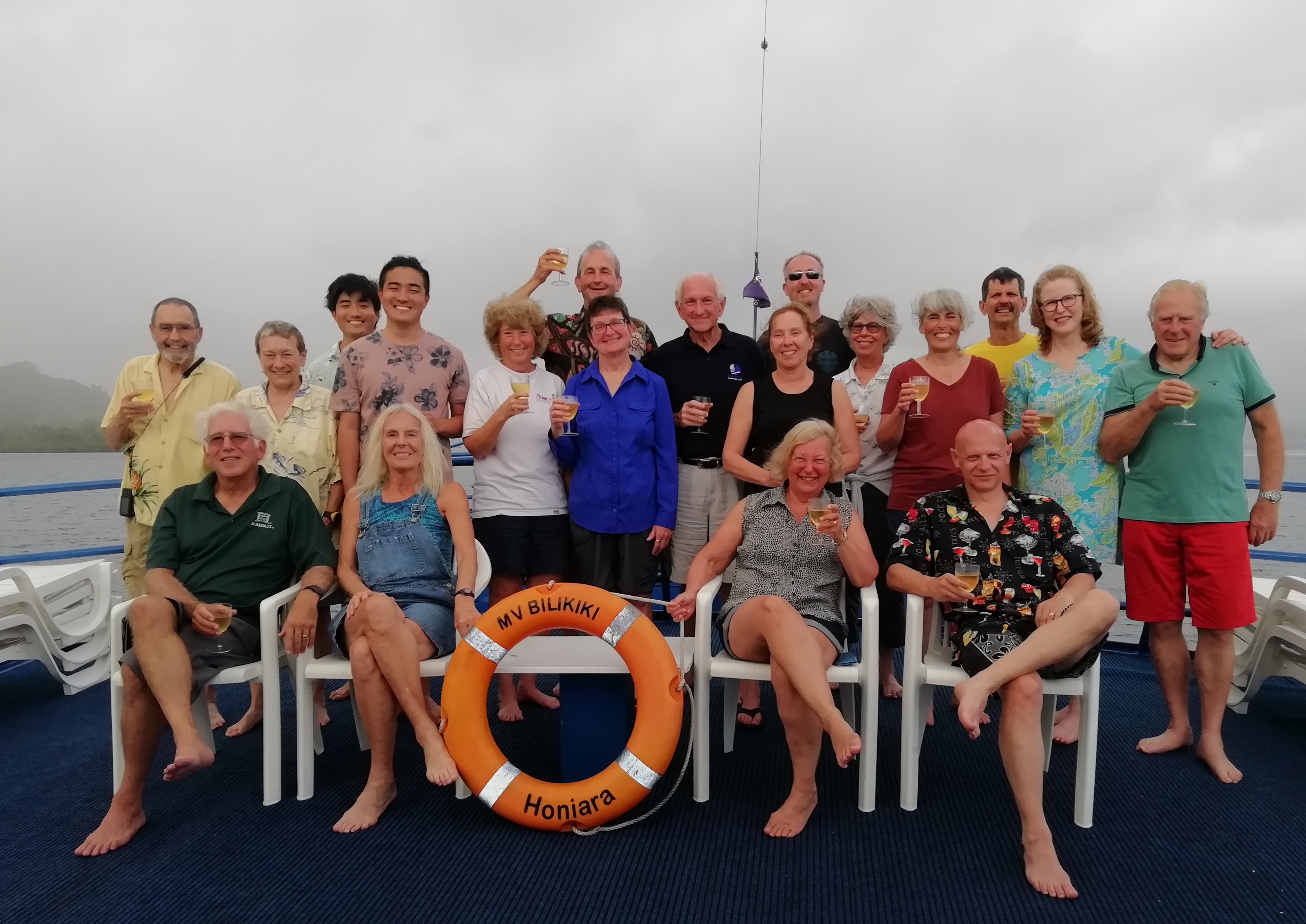 Group photo of the happy divers in the Solomon Islands
